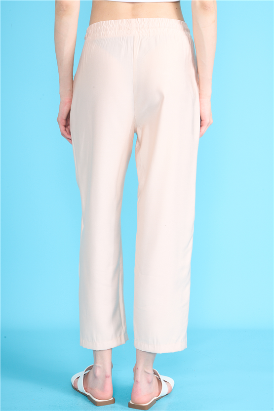 Fithit 7883 Bayan Geniş Paça Tencel Pantolon Bej