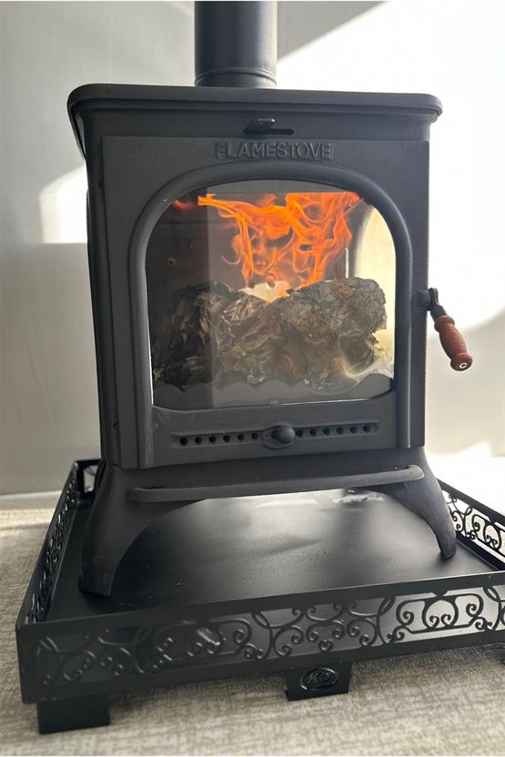 FLAME STOVE Modena Lüx Döküm, Camlı Döküm Soba Şömine (022)