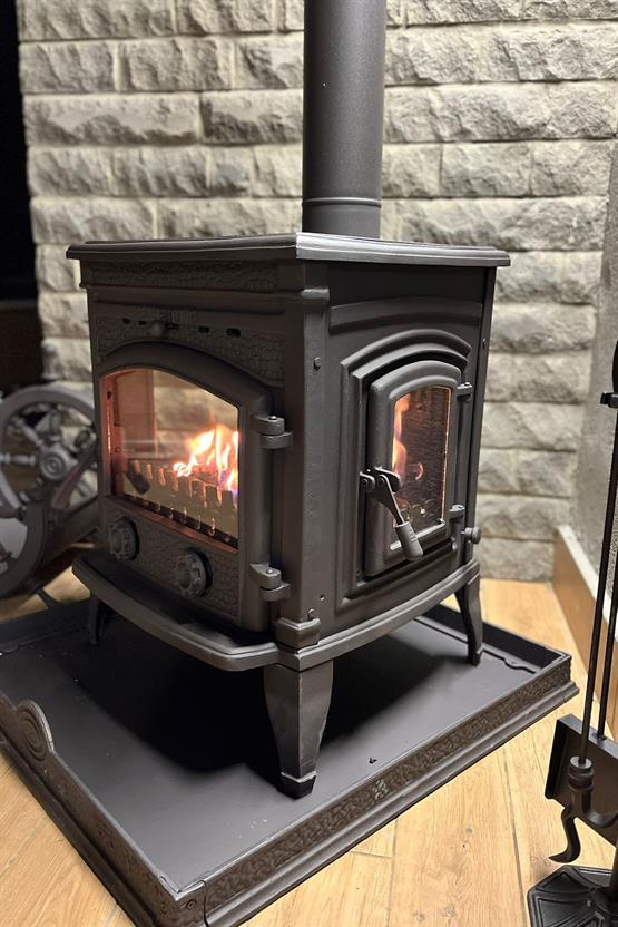 FLAME STOVE Sirius Ultra Yan Kapaklı, Camlı Döküm Soba Şömine (14YK)