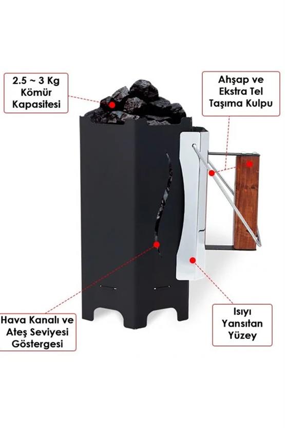 Grillmate Kömür Tutuşturma Bacası (32 cm Yükseklik, 20 cm Çap)