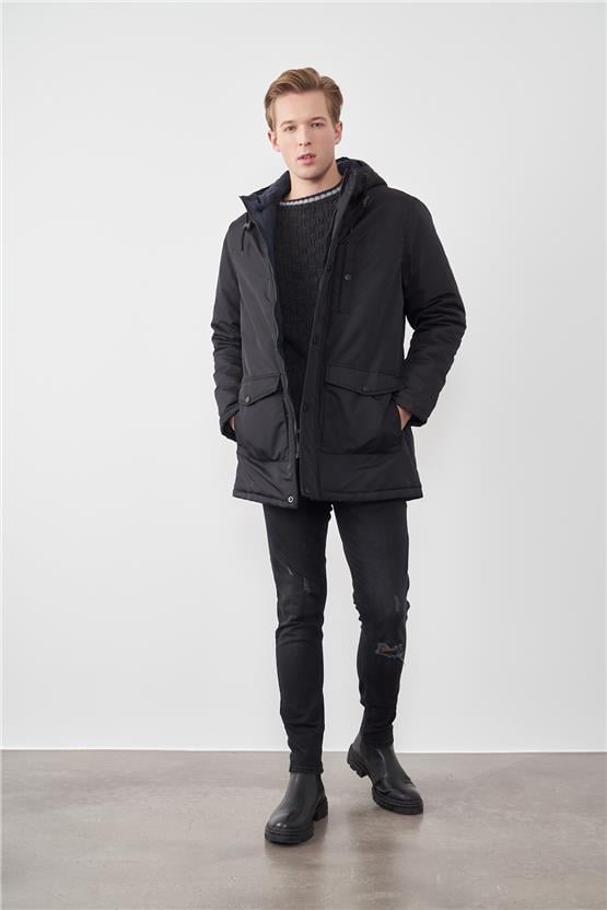 Gülener Siyah Erkek Kuper Krinkıl Parka