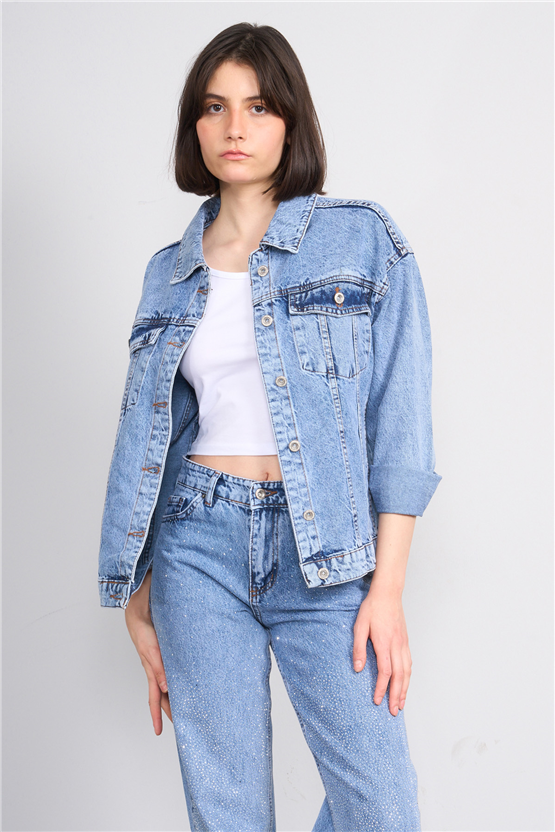 Helly 6373 Mavi Kadın Kot Ceket S-L