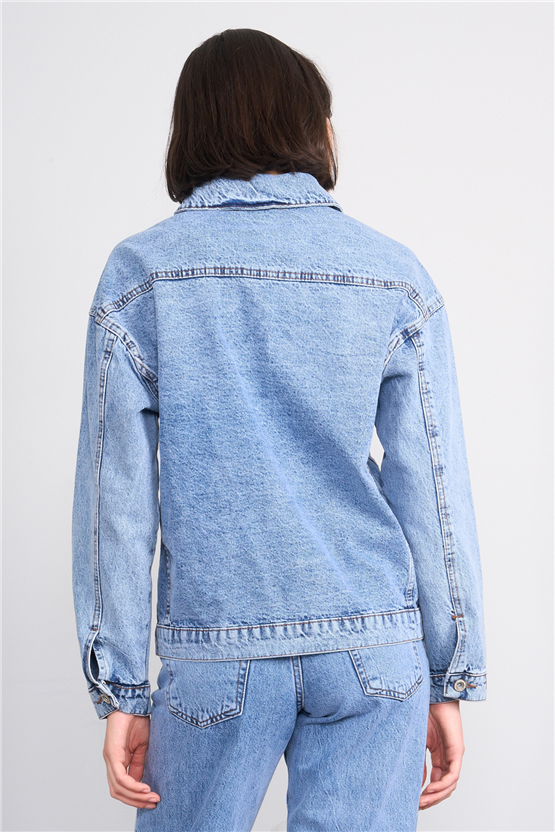 Helly 6373 Mavi Kadın Kot Ceket S-L