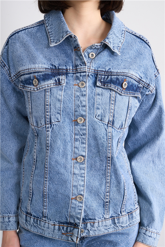 Helly 6373 Mavi Kadın Kot Ceket S-L