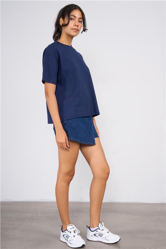 Helly MB-5620 Lacivert Kadın Kısa Kollu T-Shirt