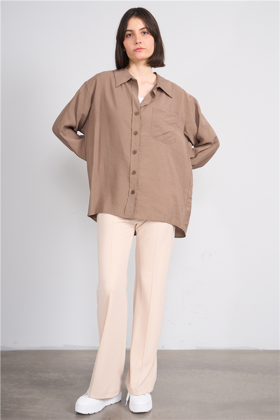 Helly Mg-6977 Kahve Kadın Gomlek S-Xl