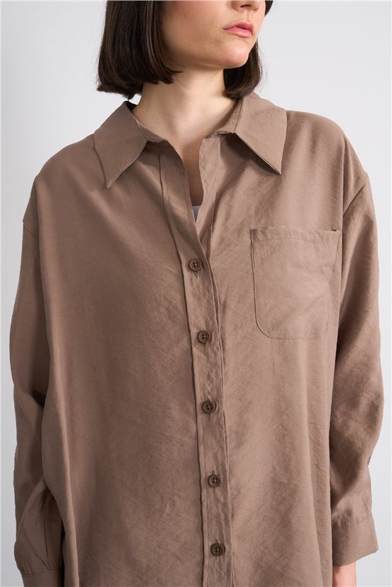 Helly Mg-6977 Kahve Kadın Gomlek S-Xl