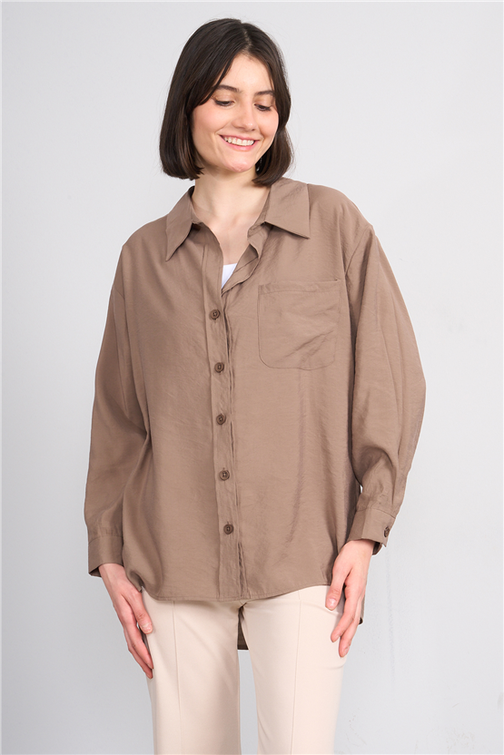 Helly Mg-6977 Kahve Kadın Gomlek S-Xl