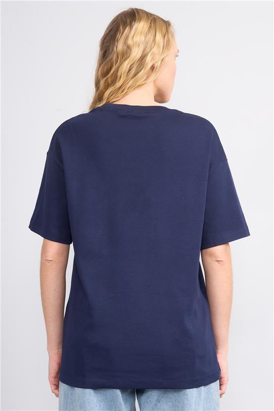 Helly Y25 Mb-5632 Lacivert Kadın Ayıcıklı T-Shirt