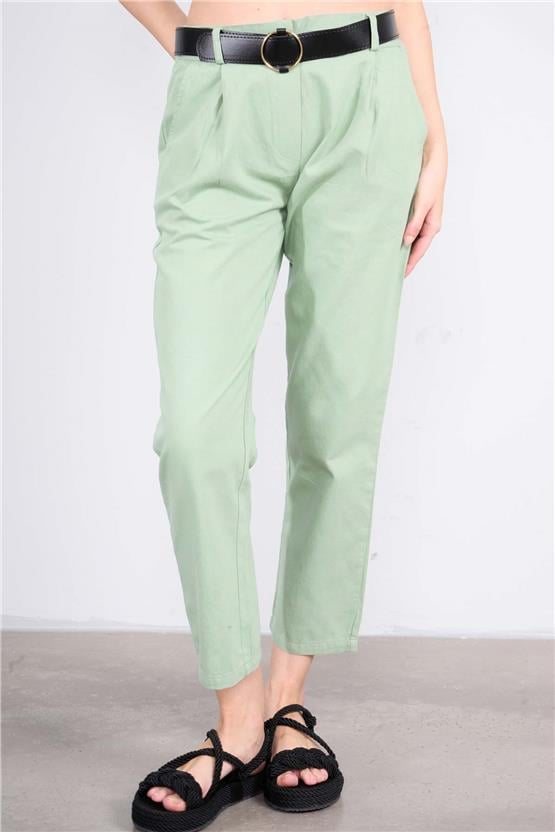 Helly Y25 Mp-1782 Yeşil Kadın Kemerli Mom Pantolon