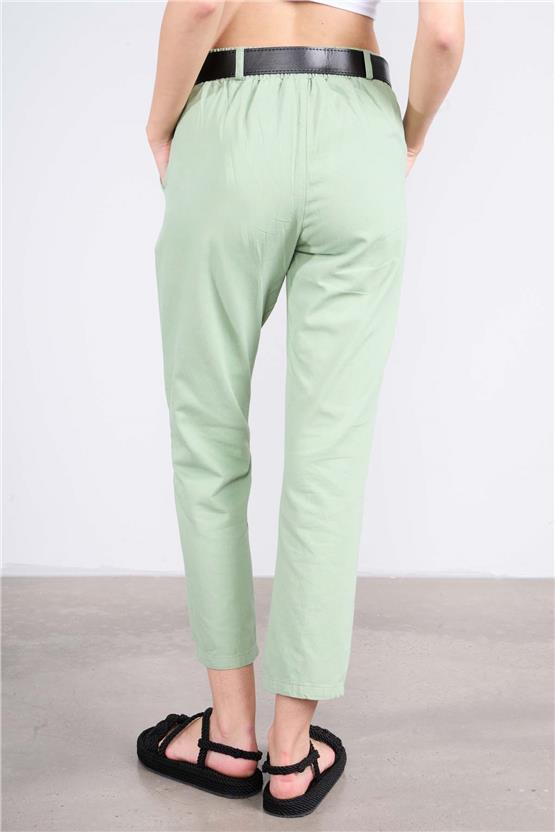 Helly Y25 Mp-1782 Yeşil Kadın Kemerli Mom Pantolon