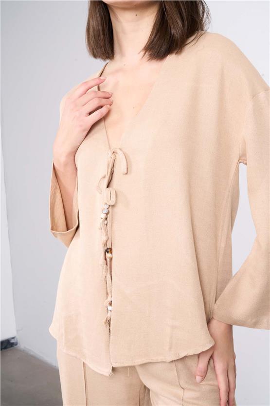 Helly Y25 Mt-5791 Bej Kadın Bagcıklı Alt Ust İkili Takım