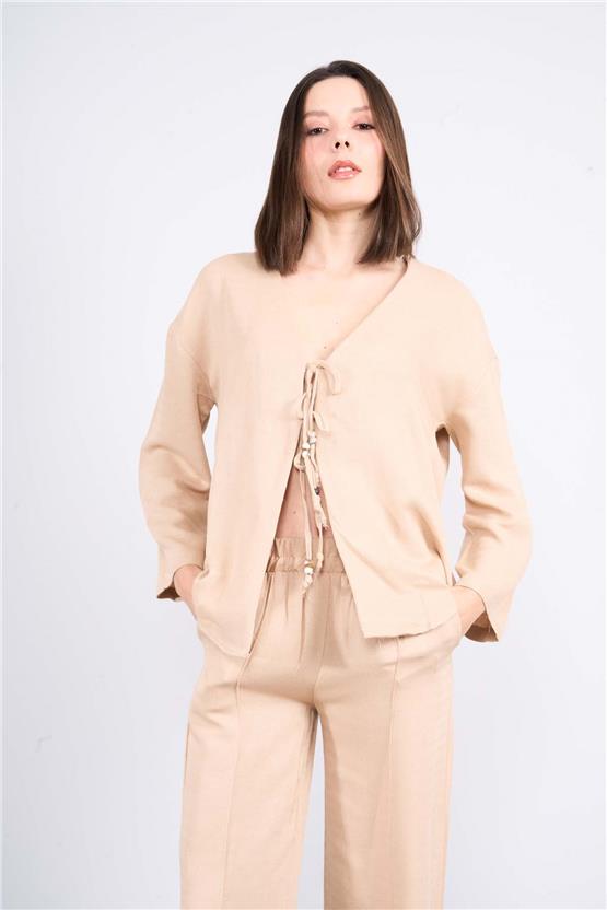 Helly Y25 Mt-5791 Bej Kadın Bagcıklı Alt Ust İkili Takım