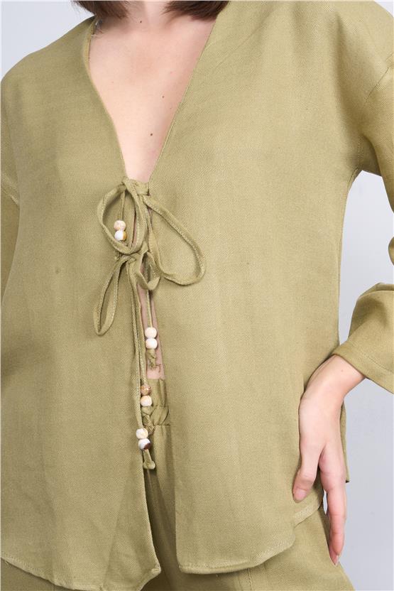 Helly Y25 Mt-5791 Hakı Kadın Bagcıklı Alt Ust İkili Takım