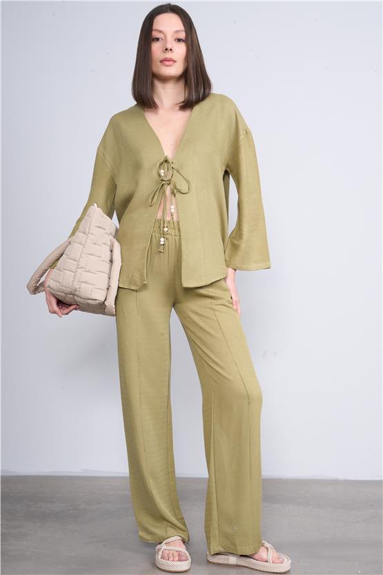 Helly Y25 Mt-5791 Hakı Kadın Bagcıklı Alt Ust İkili Takım