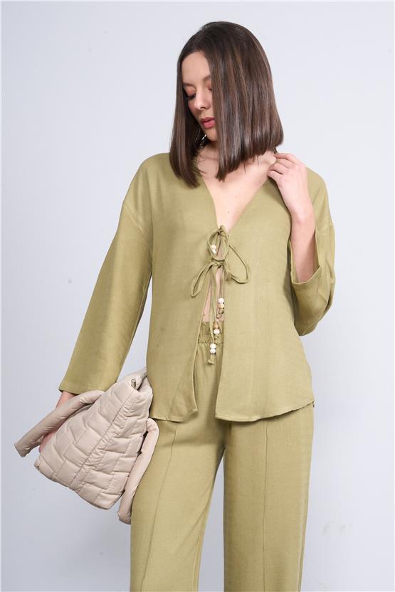 Helly Y25 Mt-5791 Hakı Kadın Bagcıklı Alt Ust İkili Takım