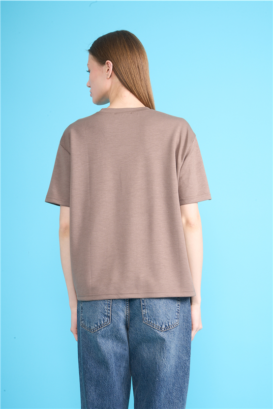 Helly Y26 Mb-5620 Kahve Kadın Bisiklet Yaka Tişört S-Xl