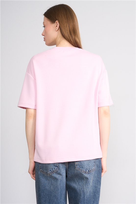 Helly Y26 Mb-7876 Pembe Kadın Bisiklet Yaka Tişört S-Xl
