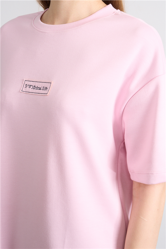 Helly Y26 Mb-7876 Pembe Kadın Bisiklet Yaka Tişört S-Xl