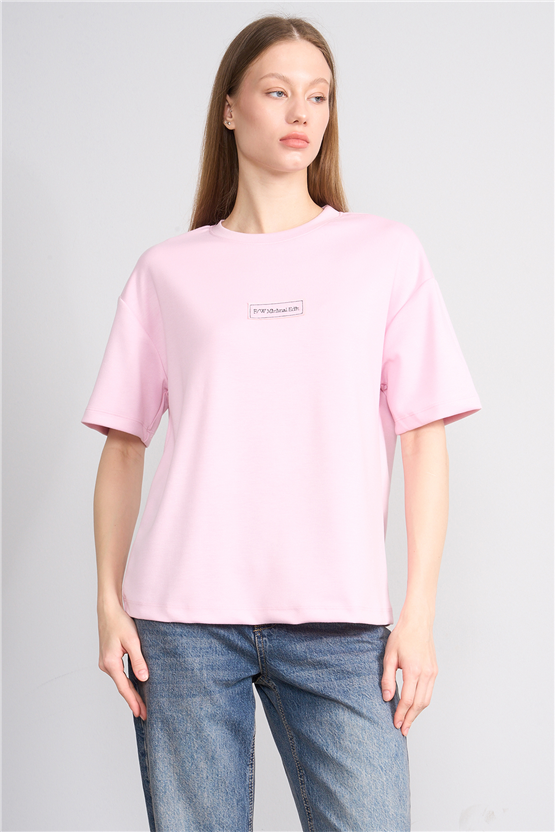Helly Y26 Mb-7876 Pembe Kadın Bisiklet Yaka Tişört S-Xl