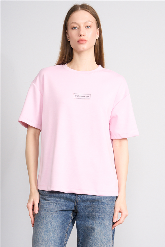 Helly Y26 Mb-7876 Pembe Kadın Bisiklet Yaka Tişört S-Xl
