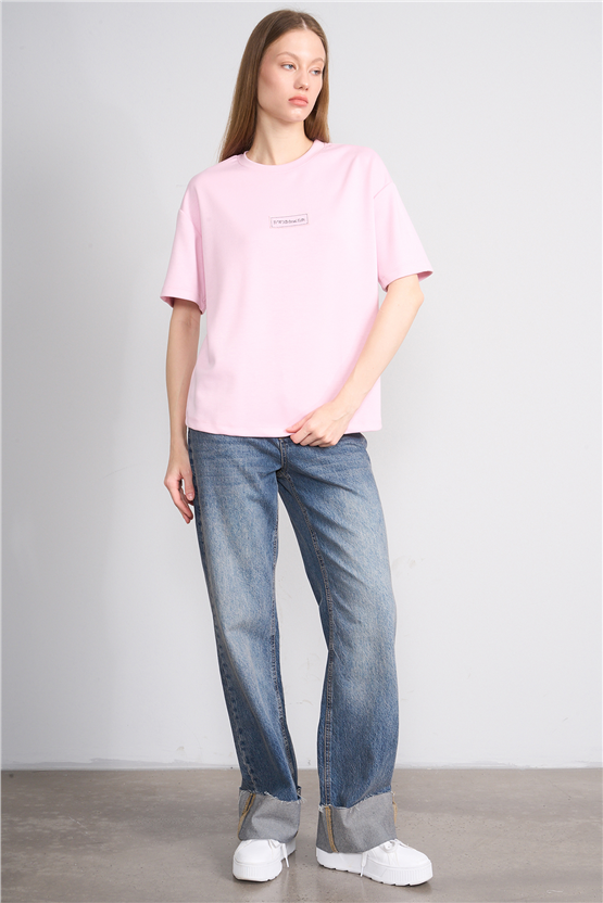 Helly Y26 Mb-7876 Pembe Kadın Bisiklet Yaka Tişört S-Xl