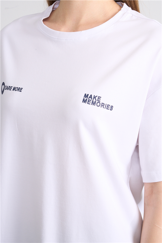 Helly Y26 Mb-7897 Ekru Kadın Yazılı T-Shirt S-Xl