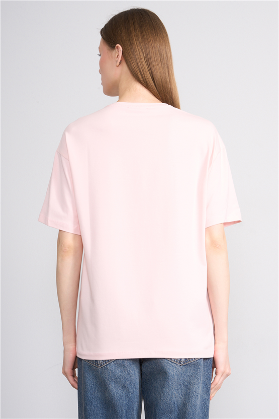 Helly Y26 Mb-7897 Pembe Kadın Yazılı T-Shirt S-Xl