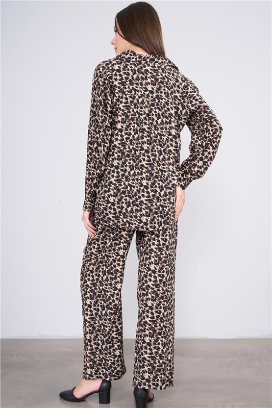 Hisset T52508 Vizon Kadın Leopar Viskon Takım
