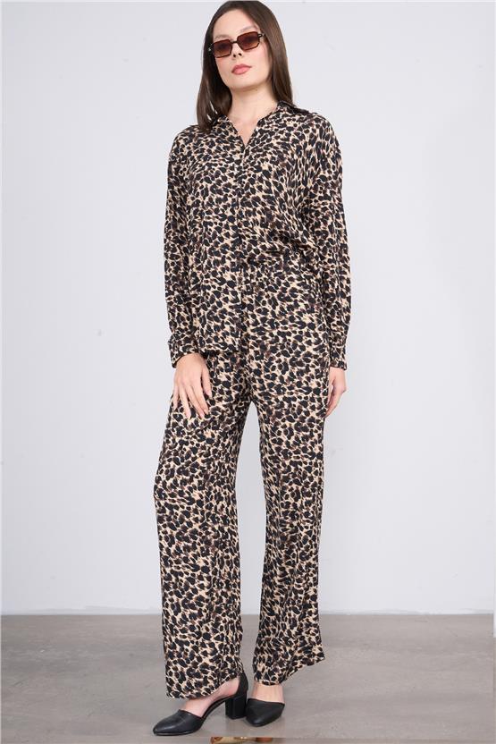 Hisset T52508 Vizon Kadın Leopar Viskon Takım