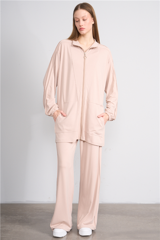 Hisset Y26 Tk2541 Bej Kadın Melisa Pantolonlu İkili Takım 38-44