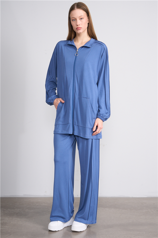 Hisset Y26 Tk2541 İndigo Kadın Melisa Pantolonlu İkili Takım 38-44