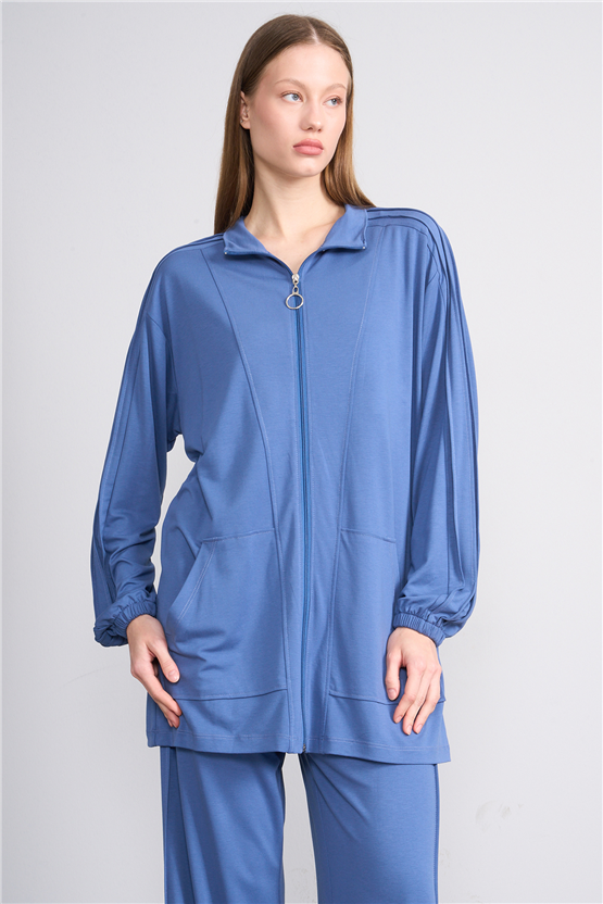 Hisset Y26 Tk2541 İndigo Kadın Melisa Pantolonlu İkili Takım 38-44