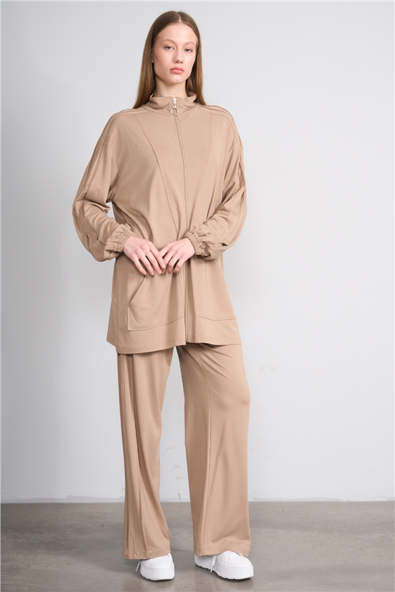 Hisset Y26 Tk2541 Vizon Kadın Melisa Pantolonlu İkili Takım 38-44