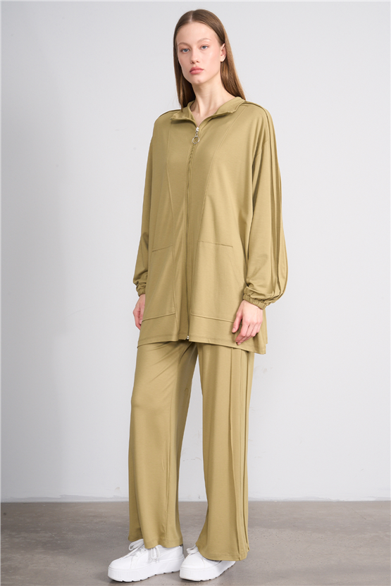 Hisset Y26 Tk2541 Yag Yeşilı Kadın Melisa Pantolonlu İkili Takım 38-44