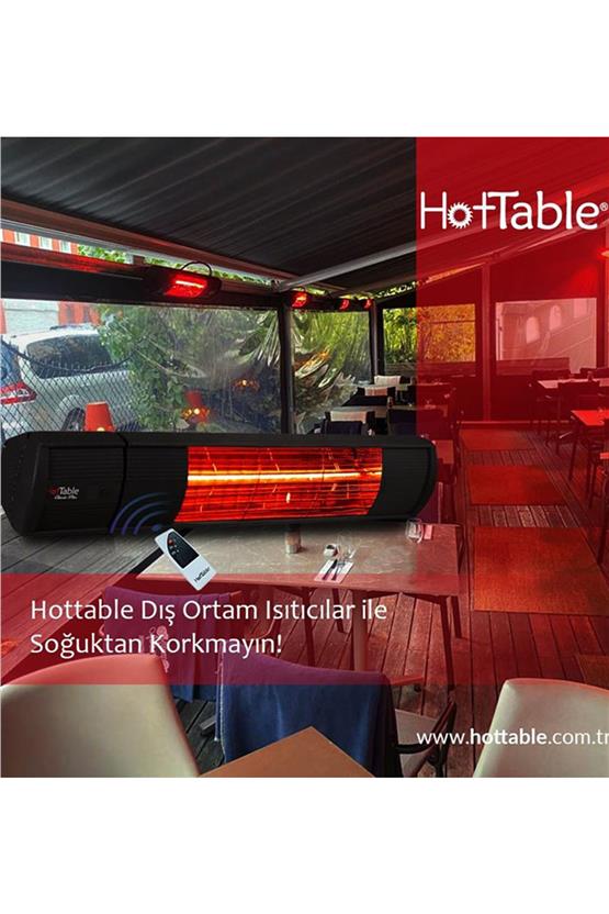 Hottable Classic Plus Duvar Tipi Dış Mekan İnfrared Isıtıcı 2000 Watt (U.kumandalı 5 kademe Isı ayarı)