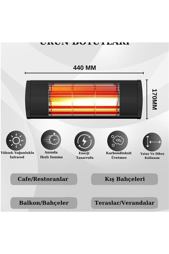 Hottable Supreme Duvar Tipi Dış Mekan İnfrared Isıtıcı 1500 Watt