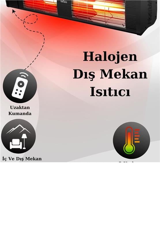 Hottable Supreme Plus Duvar Tipi Dış Mekan İnfrared Isıtıcı 4000 Watt (U.kumandalı 5 kademe Isı ayarı)
