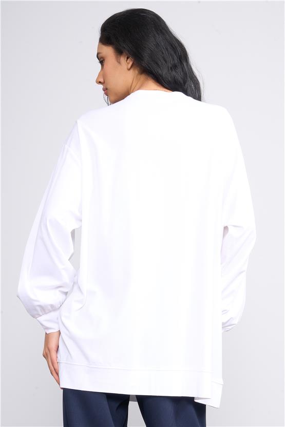 İkoll 0033013 Ekru Kadın Taş Cakımlı Modal S-Shırt