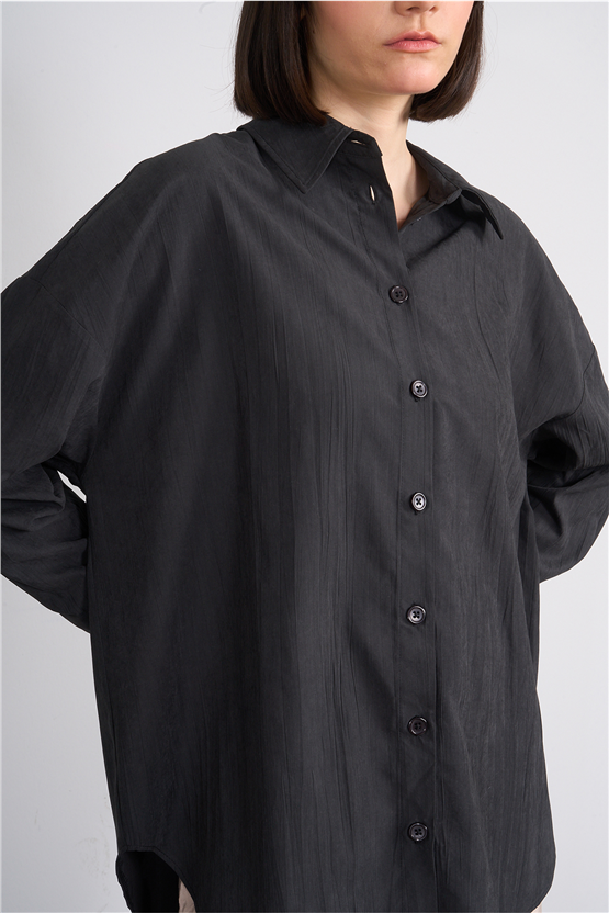 İkoll 0036221 002 Siyah Kraşlı Gömlek