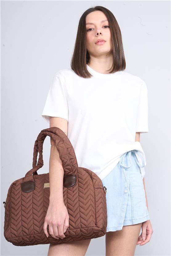 İkoll 1004623 Ekru Kadın Karyoka Dıkıs Detaylı T-Shirt