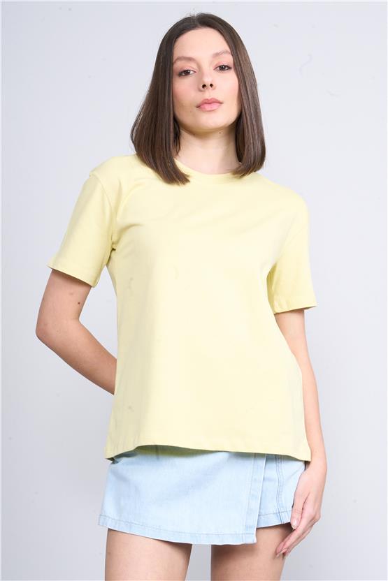 İkoll 1004623 Lıme Kadın Karyoka Dıkıs Detaylı T-Shirt