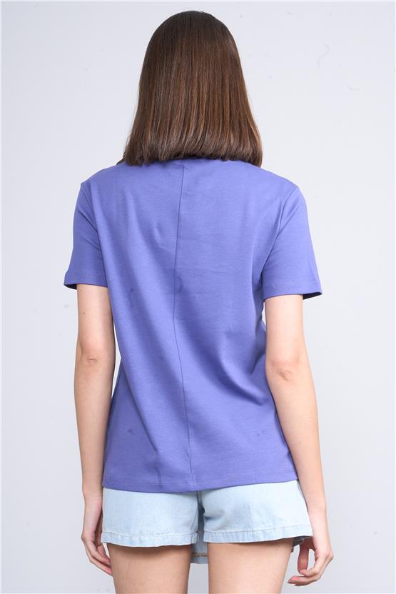 İkoll 1004625 Alacakaranlık Kadın Bisiklet Yaka Basic T-Shirt