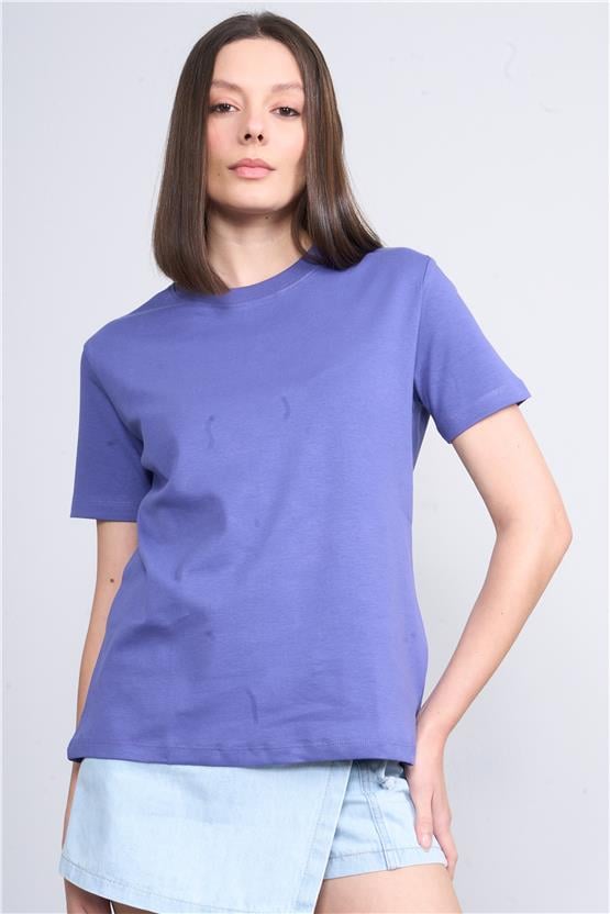 İkoll 1004625 Alacakaranlık Kadın Bisiklet Yaka Basic T-Shirt