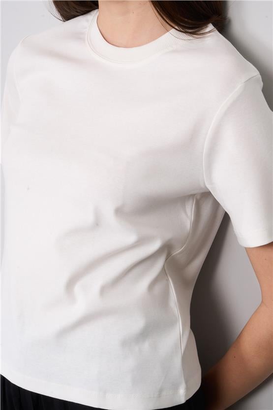 İkoll 1004632 Ekru Kadın Suprem Basic T-Shirt