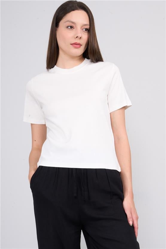 İkoll 1004632 Ekru Kadın Suprem Basic T-Shirt