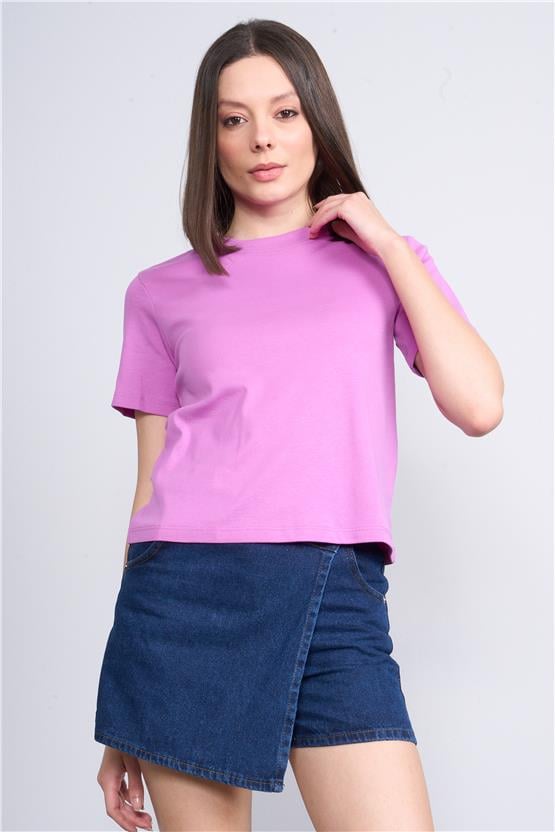 İkoll 1004632 Hıper Mor Kadın Suprem Basic T-Shirt