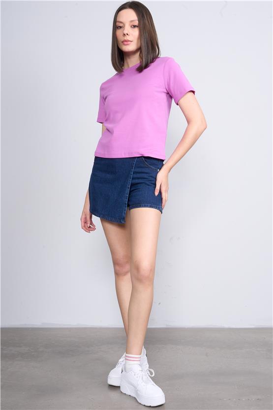 İkoll 1004632 Hıper Mor Kadın Suprem Basic T-Shirt