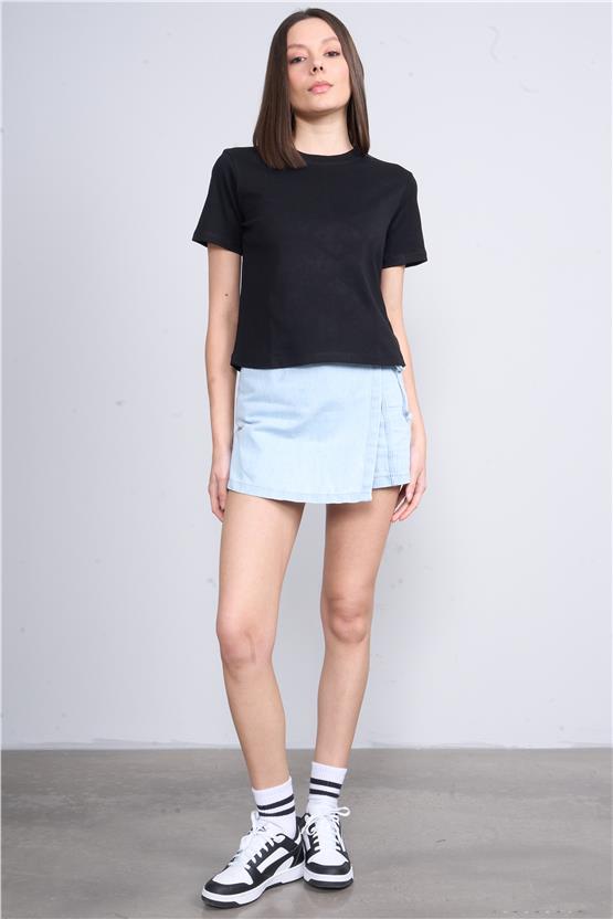 İkoll 1004632 Siyah Kadın Suprem Basic T-Shirt