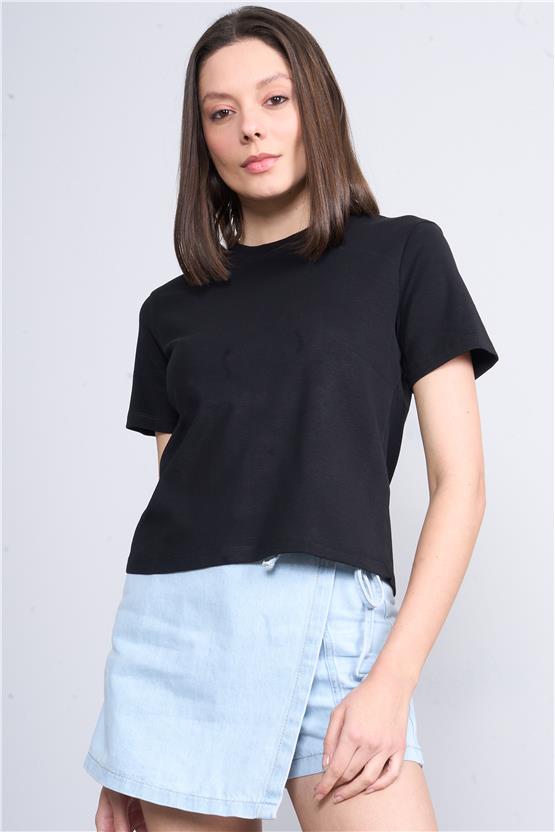 İkoll 1004632 Siyah Kadın Suprem Basic T-Shirt